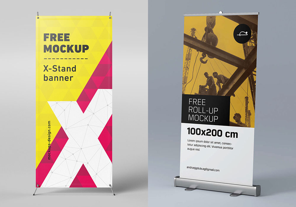 Download Roll Up Banner Mockup Free PSD